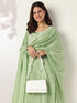 Janasya Women's Light Green Pure Cotton Embroidered Straight Kurta Set